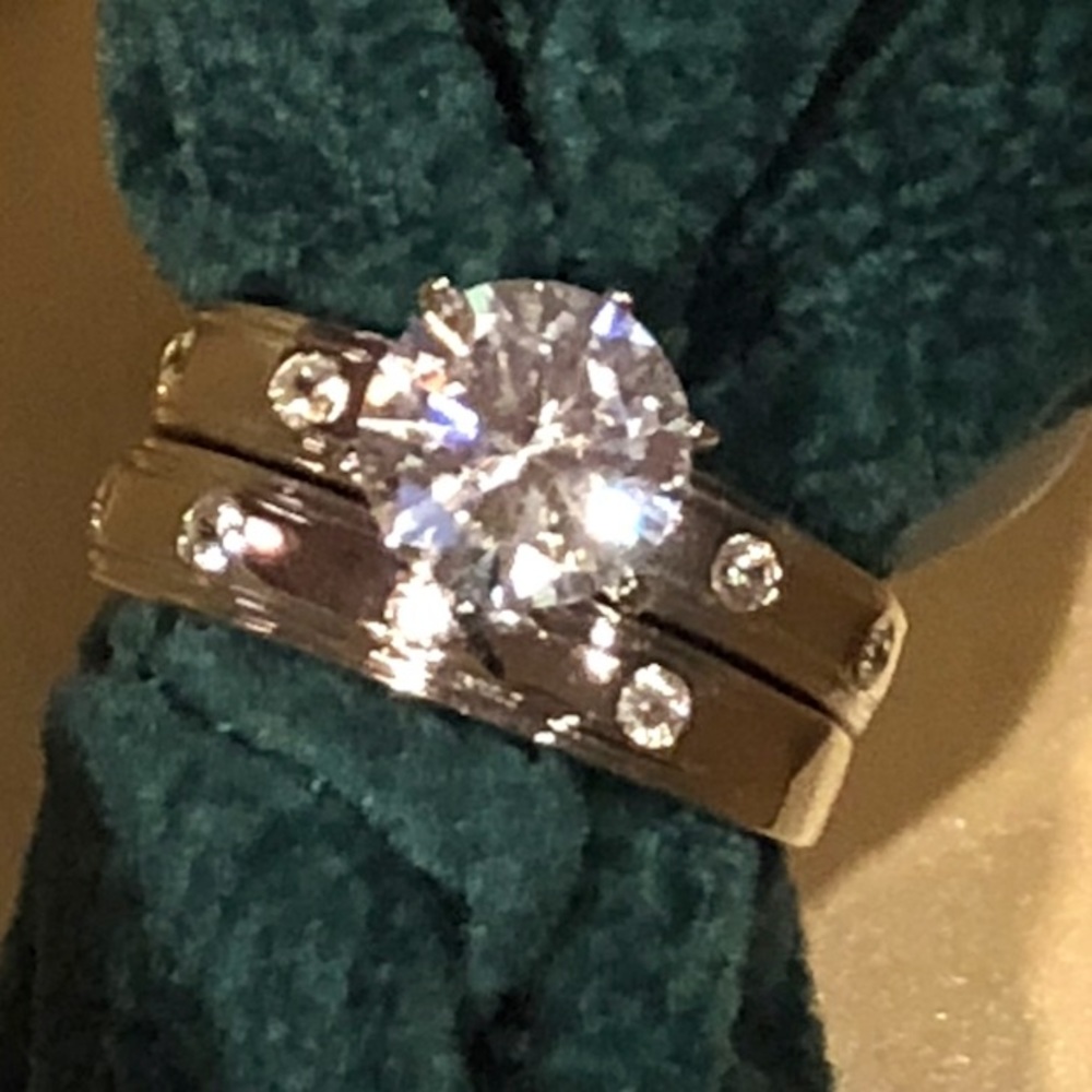 💎2ct Sterling Silver CZ double Ring